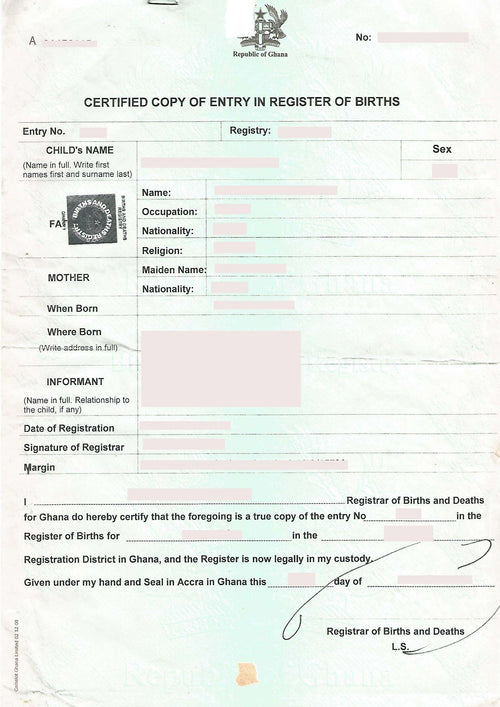 Beglaubigte Abschrift einer Eintragung aus dem Geburtenregister / Geburtsurkunde (GHA) - Certified Copy of Entry in Register of Birth - Shop-Translation.de - Übersetzungsbüro ReSartus