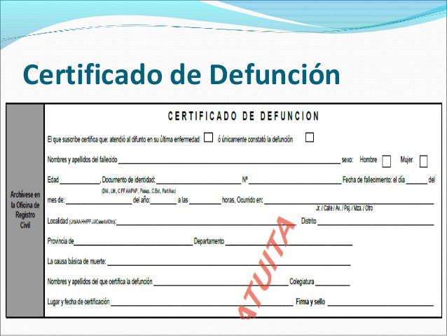 Sterbeurkunde (ESP) Certificado de Defunción